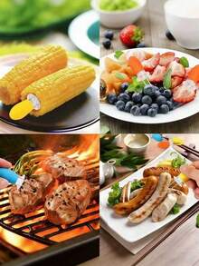 4/10 cái Giá đỡ bắp ngô bằng thép không gỉ, Kim nướng ngô, Xiên nướng, Nĩa cánh gà, Nĩa xúc xích, Nĩa thịt nướng, Miếng lót nướng và que trái cây, Dễ sử dụng, Vật dụng cần thiết khi cắm trại dã ngoại, Dụng cụ chế biến ngô, Thích hợp để nấu ăn tại nhà, Tụ tập, Cắm trại - Nhiều màu - Xem 8