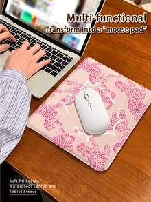 1个粉色豹纹笔记本电脑保护套，适用于MacBook Pro 15英寸、Air 13英寸、Galaxy Tab S10 Ultra、Metabook 14英寸，采用PU皮革材质，防水防污，磁吸式封口，男女通用，可收纳iPad，也可作鼠标垫使用，是旅行必备的笔记本电脑包。 - 粉色 - 查看 3