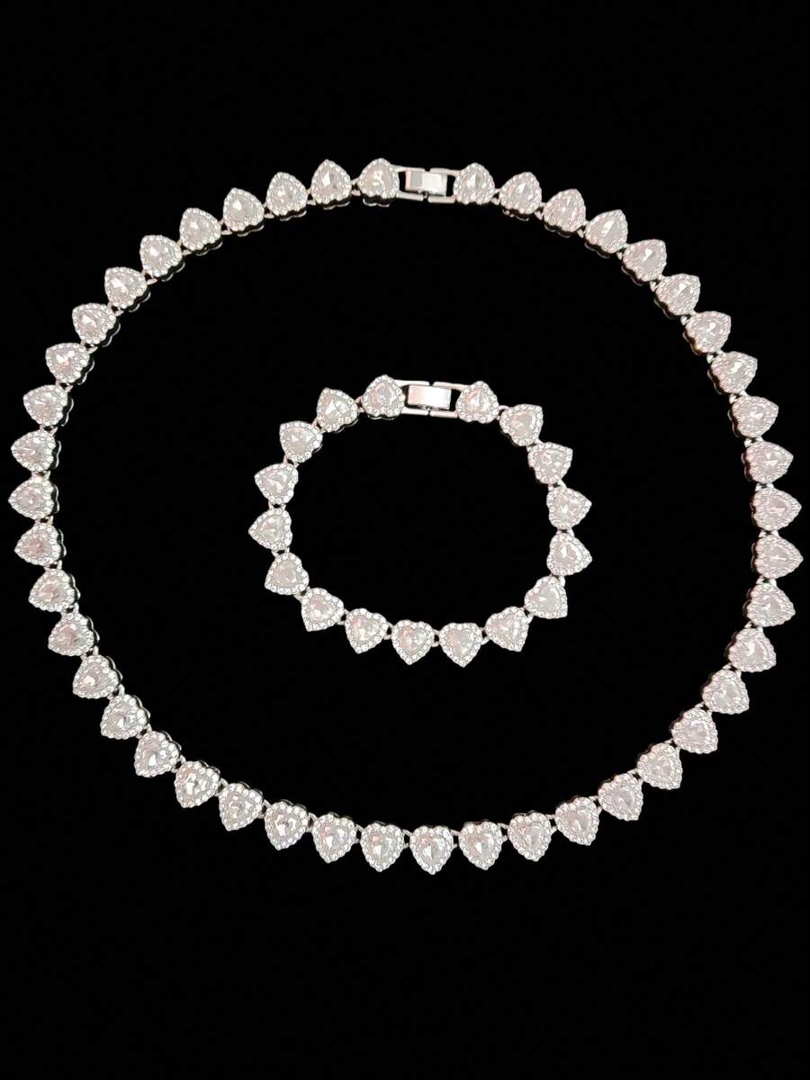 1 chiếc vòng cổ hình trái tim phong cách Hip Hop unisex, mặt dây chuyền pha lê hình trái tim 10mm, vòng cổ thời trang cổ điển retro punk, bộ vòng cổ dành cho nữ, thích hợp cho tiệc tùng hoặc đeo hàng ngày, quà tặng ngày Valentine. - Bạc - Xem 1