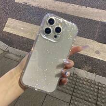 1pc Transparent Phone Case With Shiny Starry Sky Pattern, Compatible With IPhone 11/12/13/14 Pro Max/15/16/17/17 Pro/17 Pro Max - Clear - View 3