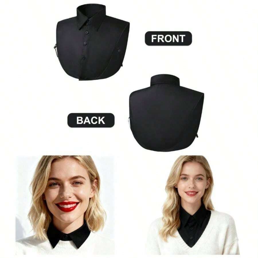 Collar Detachable Faux Collars Blouse Dickey Half Shirts Women - One Size + Black - View 1