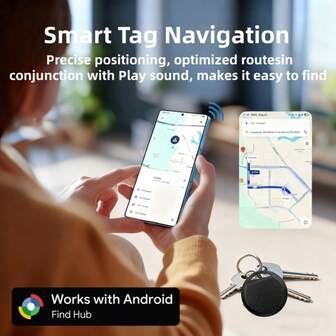 RSH 1pc Rice Straw Smart Tag For Android System, Replaceable 1-Year Battery, Privacy Protection, Compatible With Find Center App, Tracking For Luggage, Keys, Backpacks And More