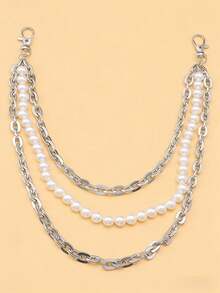 1 PC Men's Faux Pearl With Metal Chain Multi-Layered Pants Chain, Suitable For School, Street, Party And Other Occasions - Multicolor - View 4