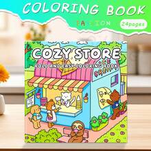 GDTME COZY商店：成人及青少年简约大胆涂色书，非常适合作为复活节、母亲节、父亲节、音乐节、婚礼季和生日礼物。可爱的图案有助于缓解压力，是喜欢涂色的朋友和迎接开学季的理想之选（舒适涂色）。贴纸书；学习用品；办公用品；文具；桌面配件；复活节礼物；食品杂货；毛绒玩具。7.9英寸 x 7.9英寸 - 商店 - 查看 25