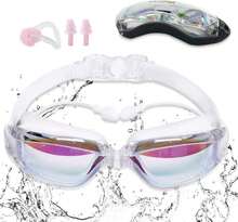 Gafas de natación,Sebami Gafas para Nr Protección UV antivaho gogles para natacion Gafas de natación Ajustables para Adultos, ni?os - Blanco - Ver 1
