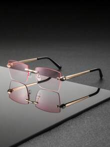 一副男士金属框矩形商务休闲时尚眼镜，适合商务旅行、行业会议、客户拜访等场合。 - 彩色 - 查看 18