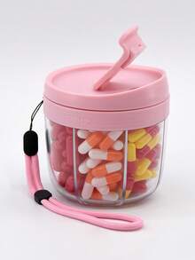 1pc Cute Pill Box, 7 Large Compartments, Portable Pill Organizer Box, Wide Opening Design For Easy Access, Anti-Mixing Medication Travel Storage Box, Pink - Multicolor - View 7