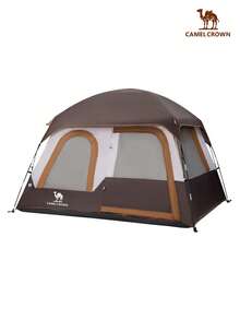CAMEL CROWN 四人防水轻便便携式背包帐篷，适合户外露营和徒步旅行 - 咖啡色 - 查看 10