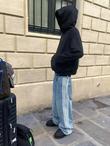 Men's Striped Denim Pants Stripe Baggy Jeans Fashion Casual Straight-Leg Trousers Daily Personalized Street Style - Màu xanh lam - Xem 3