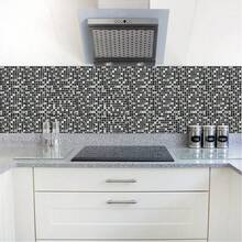 20pcs Kitchen Tile Stickers Bathroom Mosaic Sticker Self-Adhesive Wall Home Decoration  15cm X 15cm - Black - View 2