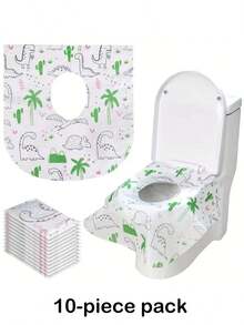 10片/20片装卡通图案一次性无纺布马桶座垫，通用型马桶座垫，便携式一次性马桶座垫，公共卫生间及旅行马桶座保护垫，公共卫生间抗菌防护，飞机旅行配件 - 彩色 - 查看 11