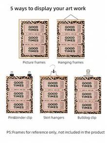 1幅无框“美好时光门票”豹纹油画，时尚复古猎豹墙饰，复古动物印花，精致少女风家居装饰，时尚墙面装饰，大学公寓装饰 - 彩色 - 查看 6