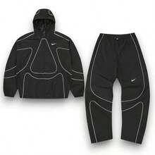 Nike NRG Tracksuit (Jacket & Pants) – Tactical Technical Set In Black And Grey Tones – Articulated Woven Construction For Urban Performance - Áo khoác đen - Xem 3