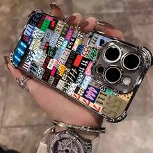 1pcs Colorful Number Collage Phone Case Compatible with Apple Phone17 16 15 14 13 12 11 ProMax Antidrop Phone Case Camera Protection Phone Case Funky Modern Personality Cute Fashion Can Be Given To Friends Can Be Given To Family Members As Gifts - Negro - Ver 4