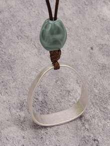 1件独特夸张极简椭圆形合金吊坠项链，男士时尚串珠嘻哈长链，情侣礼物，情人节和圣诞节礼物