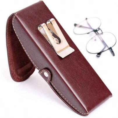 Funda rgida de piel sinttica para anteojos con clip para cinturn, forro de fieltro, funda dura para anteojos de 6x 2 pulgadas
