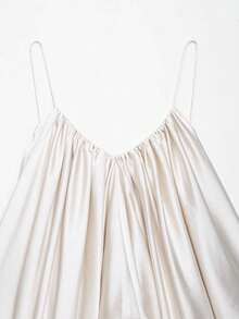 Seelio Summer New Women's Fashion Sexy Satin Pleated Camisole Top - Champagne - View 11