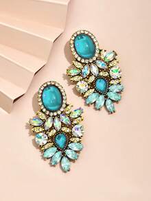 1 Đôi bông tai thời trang thanh lịch đính đá dành cho nữ, thích hợp để đeo hàng ngày và trong các dịp lễ. - Thêm màu - Xem 6