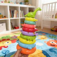7-Layer Giraffe Rainbow Stacking Rings Baby Early Education Stacking Toy Hand-Eye Coordination Training Stacker For 0-3 Years Old - Multicolor - View 5