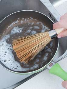 Pure Natural Bamboo Brush, Kitchen Pot Brush, Pot Brush, Bamboo Pot Brush, Dish Brush, Household Cleaning Brush, Bamboo Kitchen Broom, Green And - Multicolor - View 6