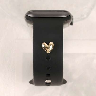 1pc Metal Simple Heart-Shaped Strap Charms Decorative Nail,For Apple Watch Band Series Accessories ,For Galaxy Watch Strap Charm