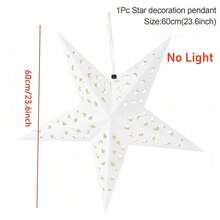 1个60厘米星月吊坠（不含灯），纸质镂空星月，适用于家居装饰、房间装饰、新年用品、悬挂装饰、派对装饰 - 白色 - 查看 7