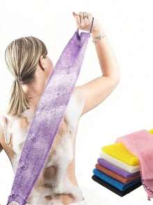 African Mesh Exfoliating Back Long Net Bath Scrub Towel Set,Double-Sided For Gentle,Rough Exfoliation, Effective Body Scrub, Back Scrubber For Shower Use,Premium Mesh Material, Convenient Strap Towel Design, Loofah Towel, Body Sponge For Smooth Skin,Great For Daily Use(Blue, Purple) - màu đen - Xem 2