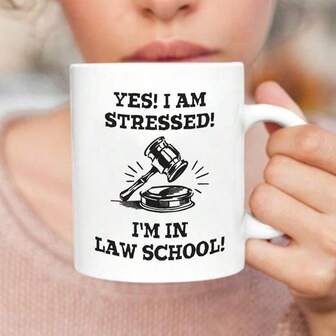 Taza de cerámica para té o café con impresión "¡Sí! Estoy estresado, estoy en la escuela de derecho" - Taza de café divertida con impresión - Gran idea de regalo MG3670