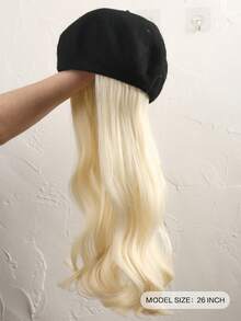 帽子 + 26 英寸可拆卸合成纤维假发，高温合成纤维金色卷发，适合日常佩戴。 - 金色 - 查看 3