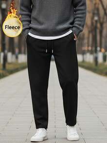 Thermal Lined Windproof Waterproof Warm Sports Pants For Men, Winter Outdoor Cold Resistant Fleece Pants, Breathable Casual Running And Hiking Pants, Black/Dark Gray, Thick Pants - Black - View 3