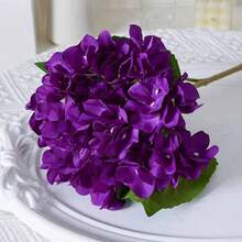 1 pieza Flor de Hortensia Púrpura Realista, Decoración de Hortensia de Seda de Alta Calidad, Adecuada para Ramos de Boda DIY, Fiestas, Hogar, Cocina, Jardín, Hotel, Oficina, Decoración de Otoño, Halloween, Acción de Gracias, Navidad, Coronas DIY, Regalos - Rojo violeta - Ver 2