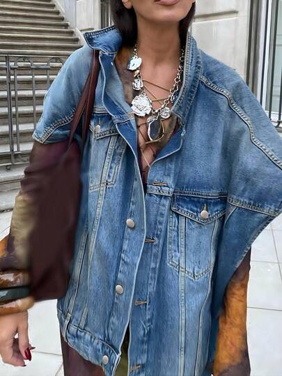 2026春夏波普艺术风格百搭茧型牛仔外套，复古水洗