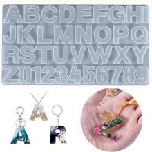 1/13 piezas Molde de silicona grande con agujero, molde de silicona con letras y números invertidos, adecuado para fundición de resina epoxi, llaveros, colgantes de joyería y manualidades DIY - Multicolor - Ver 8