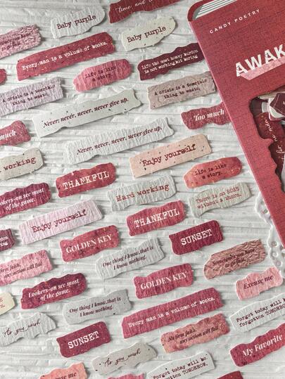 50pcs/Pack Mini English Motto & Phrase Decorative Stickers For Scrapbooking