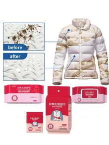 20/40/80片装（20片/包）便携式衣物清洁湿巾，快速去除油脂和口红污渍，户外旅行应急去污剂，温和深层清洁衣物 - 彩色 - 查看 3