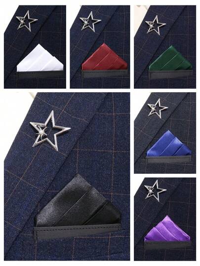 1 pieza Pañuelo de bolsillo de unicolor para hombre, adecuado para boda, fiesta, banquete, escenario, accesorio formal de traje