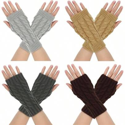 Guantes de forro polar sin dedos para mujer, guantes clidos de medio dedo, mitones para clima fro