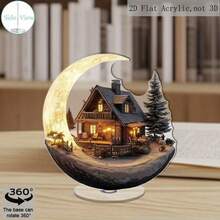New Creative Moon Castle 2D Acrylic Decor, Desktop Ornament Gift For Living Room, Study, Bedroom, Dining Room, Outdoor - Multicolor - View 1