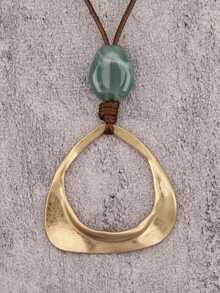 1件独特夸张极简椭圆形合金吊坠项链，男士时尚串珠嘻哈长链，情侣礼物，情人节和圣诞节礼物