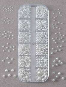 1.5/2/2.5/3/4/5毫米混合半圆形仿珍珠迷你美甲饰品，1盒平底白色半圆形仿珍珠，适用于家庭DIY和专业美甲、面部彩妆和手工制作（1.5/2/2.5/3/4/5毫米）美甲宝石，美甲用品，美甲 - 金色 - 查看 1