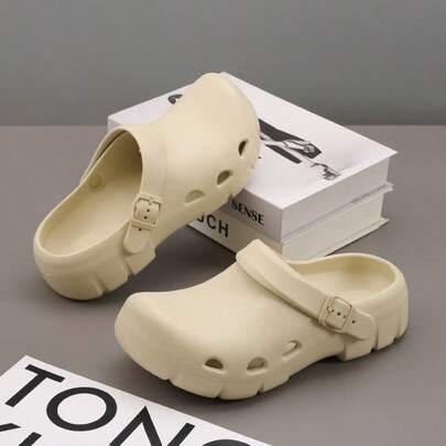 Men's Slip-On Slippers, Casual Couple Hollow Thick Bottom Slouchy Mule Shoes, Beach Sandals, Breathable Slides For Men, Autumn/Winter