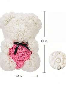 1pc Realistic Rose Bear, Romantic Rose Bear Made Of PE Foam, Romantic Foam Flower Gift For Valentine's Day, Birthday Or Anniversary, Suitable As Creative Valentine's Day Gift For Girlfriend, Mother's Day Gift, Christmas Gift, Teacher's Day, Graduation Gift, Artificial Eternal Rose Bear - Multicolor - View 13