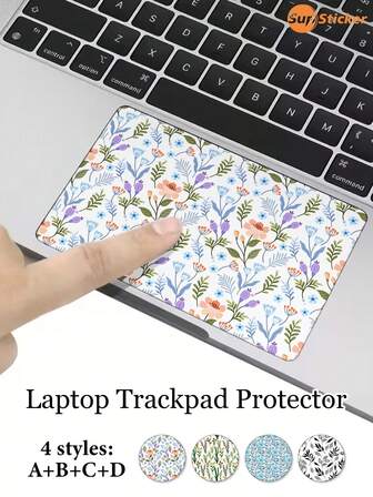 1 pièce Autocollant à motif floral frais, Autocollant pour pavé tactile d'ordinateur portable, Matériau PVC, Adhésif, Amovible, Anti-poussière, Résistant aux rayures, Sans résidu, Pour la décoration, la protection et la personnalisation du pavé tactile d'ordinateur portable, 9 x 14 cm