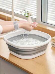 1/3个便携式折叠盆，旅行户外折叠盆，家用/宿舍大号塑料盆 - 加厚塑料折叠盆，浴室婴儿盆，可用于洗手、洗脚 - 返校必备便携式洗脸盆，蔬菜盆，洗衣盆，泡脚盆 - 适用于家庭、学校、办公室、汽车，节省空间 - 彩色 - 查看 4