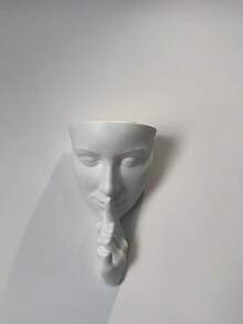 1pc Unique Face Shaped Planter, Durable Plastic Material For Home Decor, Housewarming Gift - Face-shaped Flower Pot - View 13