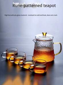 1PC Thickened Glass Flower Tea Pot, Gongfu Tea Pot With Hammered Pattern, Heat-Resistant Tea Pot For Office, Pouring Tea Pot, Water Boiling Pot. Convenient To Carry For Home, Hotel, Camping And Travel. It Is A Very Useful Product. - Multicolor - View 4