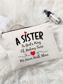 Trousse de maquillage à fermeture éclair avec motif en forme de cœur, grande capacité, sac de voyage pour femmes, sac de rangement pliable, cadeau idéal pour les amies et les sœurs, sac organisateur à fermeture éclair, indispensable de voyage, indispensable pour le dortoir, répond aux besoins quotidiens de voyage, cadeau de graduation, de Noël, de Ramadan, pour les petites amies et les sœurs - Multicolore - Voir 3