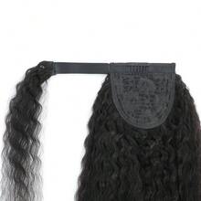 BINF Long Kinky Yaki Straight Ponytail Extension Human Hair With Wrap Around Magic Tape Brazilian Hair Clip In Extensions Kinky Straight Wrap Around Human Hair Ponytail For Women Yaki Kinky Straight Human Hair Wrap Around Ponytail Hair Piece With Clips - KinkyStraight Wrap Around Ponytail - 查看 5