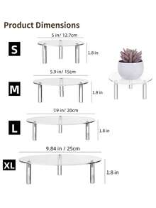 Acrylic Round Display Stand, Transparent Round Holder, Transparent Riser Base, Suitable For Plants, Jewelry, Figurines, Desserts, Home Decor, Weddings, Birthday Parties, Etc. Multiple Sizes Available, Stackable Design - Round - View 11