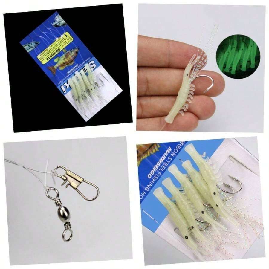 Anzuelo De Seuelo De Pesca Cebo De Pesca Ganchos De Pesca Manos Abordar Hilanderos De Pesca Cebo De Peces Anzuelo De Camarones Anzuelo De Pesca con Seuelos Green - Talla 3 - Ver 1